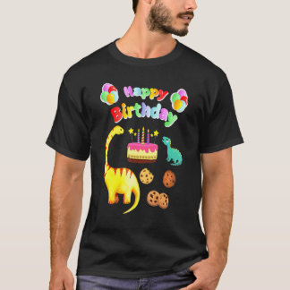 Camiseta Pastel De Cumpleaños De Dinosaurios Y Galletas