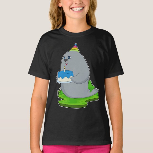 Camiseta Pastel de cumpleaños de foca (Anverso)