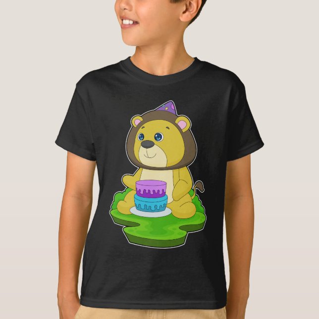 Camiseta Pastel de cumpleaños de león (Anverso)