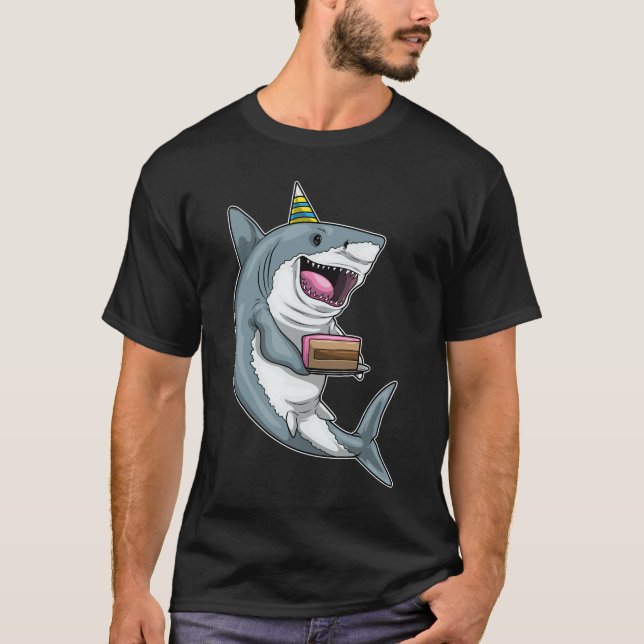 Camiseta Pastel de cumpleaños de tiburón (Anverso)