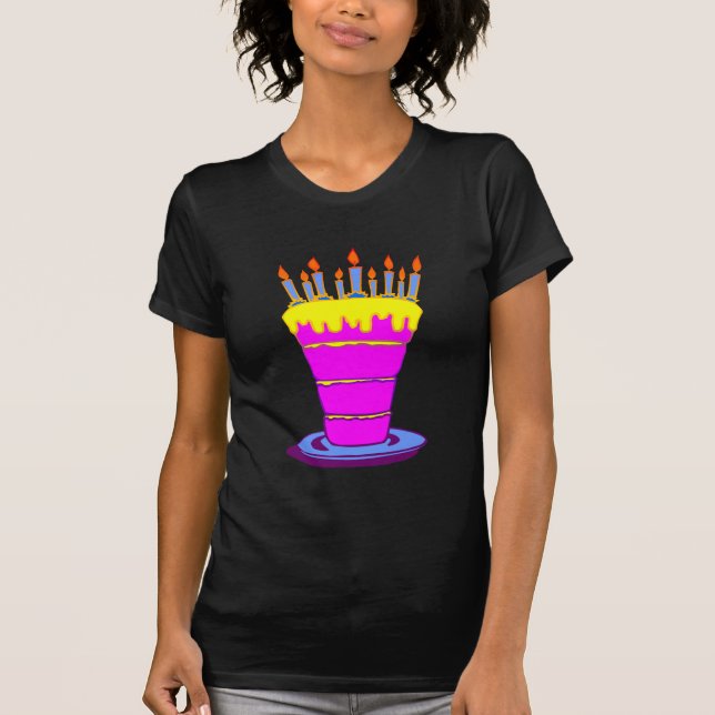 Camiseta Pastel de cumpleaños rosado gigante (Anverso)