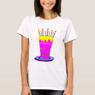 Camiseta Pastel de cumpleaños rosado gigante