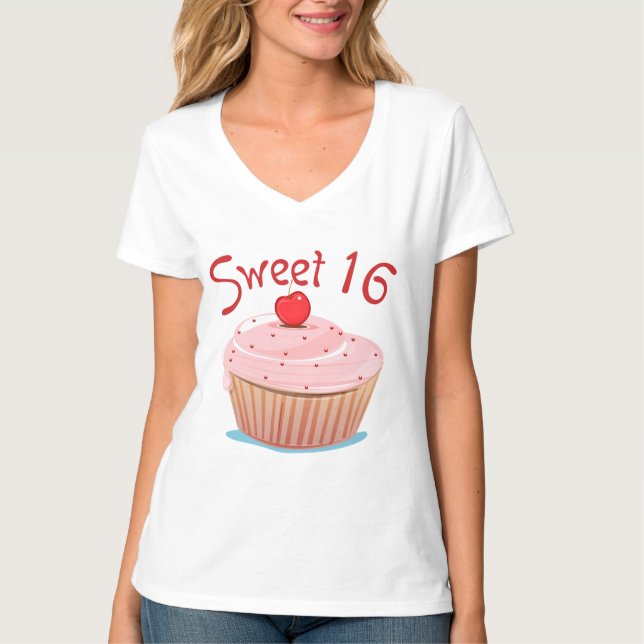 Camiseta Pastel de dulce 16 de cumpleaños (Anverso)
