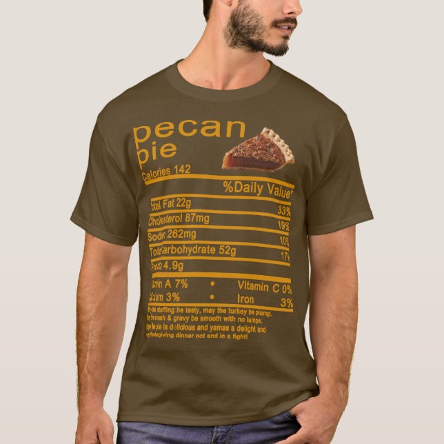 Camiseta pastel de pana Nutrición Hechos Torta de Acción de (Anverso)