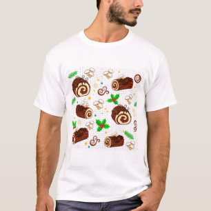 Camiseta Pastel de Tronco de Navidad Arte de Postre Francés