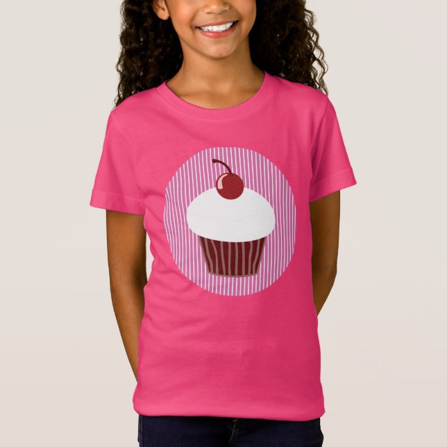 Camiseta Pastel de vainilla y rayas rosadas (Anverso)