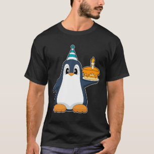 Camiseta Pastel de Velas de Cumpleaños de Pingüino