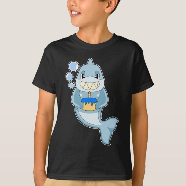 Camiseta Pastel de velas de cumpleaños de tiburón (Anverso)