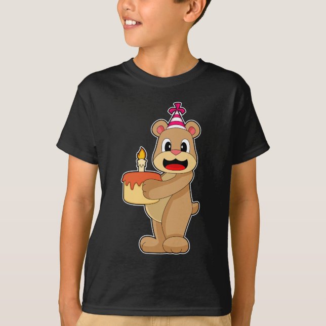 Camiseta Pastel de Velas de Cumpleaños del Oso (Anverso)