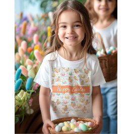 Camiseta Pastel Easter Eggs & Carrots Watercolor Pattern 