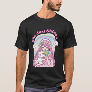 Camiseta Pastel Estético Japonés Kawaii Gato Decora Anime