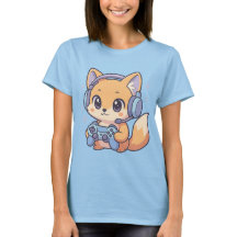 Pastel Gamer Fox T-Shirt para mujeres