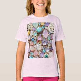 Camiseta Pastel Gems And Jewels In Pinks & Purples
