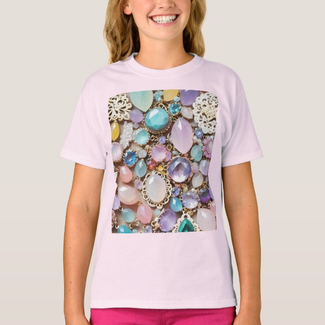 Camiseta Pastel Gems And Jewels In Pinks & Purples (Anverso)