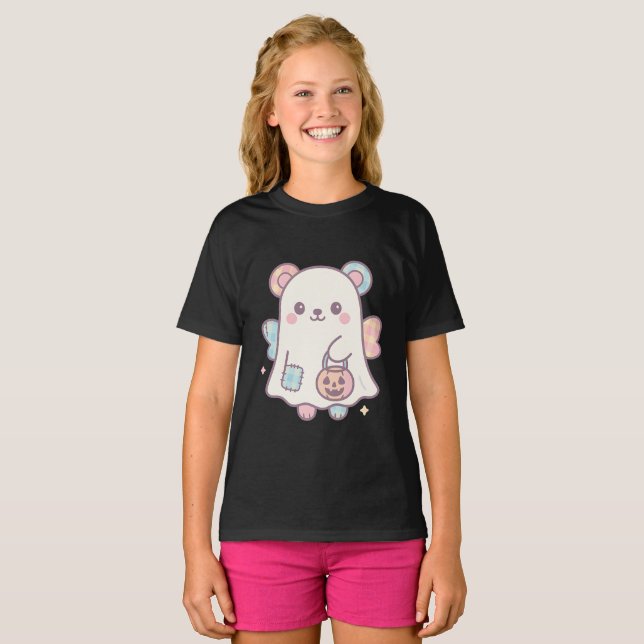 Camiseta Pastel Ghost Bear Kids T-Shirt | Cute Kawaii (Anverso completo)