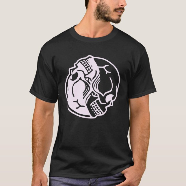 Camiseta Pastel Goth Aesthetic Pink Ying Yang Skull Graphic (Anverso)