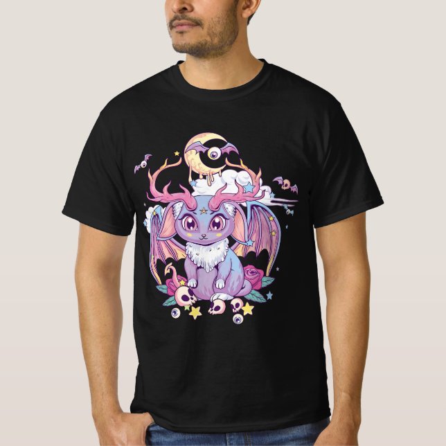 Camiseta Pastel Goth Creepy Occult Satanic Jackalope Kawaii (Anverso)