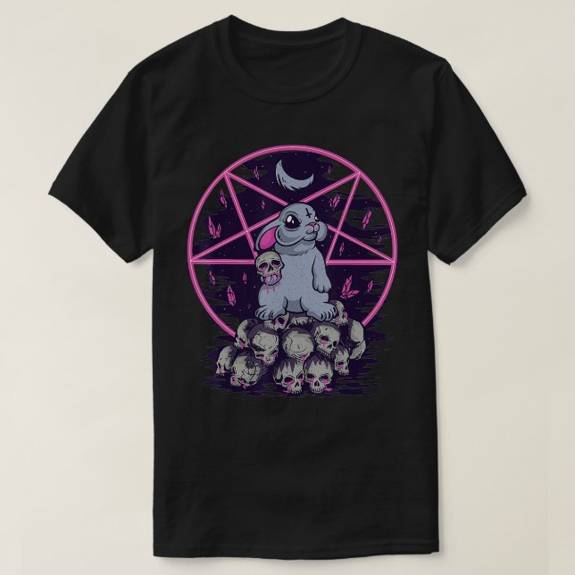 Camiseta Pastel Goth Cute Creepy Bunny And Skull Menhera Wi (Diseño del anverso)