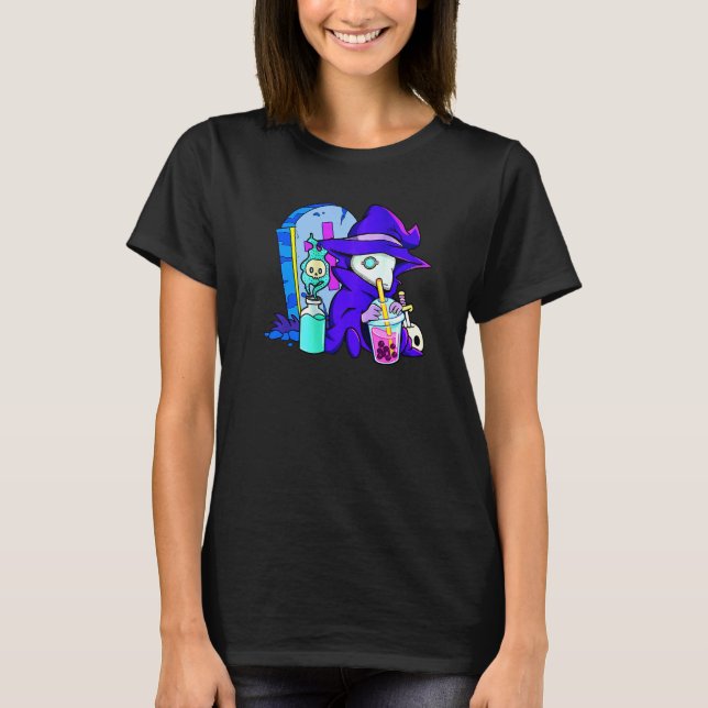 Camiseta Pastel Goth Cute Creepy Plague Doctor Boba Bubble  (Anverso)