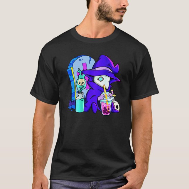 Camiseta Pastel Goth Cute Creepy Plague Doctor Boba Bubble  (Anverso)
