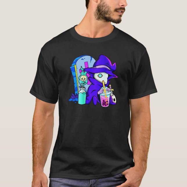 Camiseta Pastel Goth Cute Creepy Plague Doctor Boba Bubble  (Anverso)