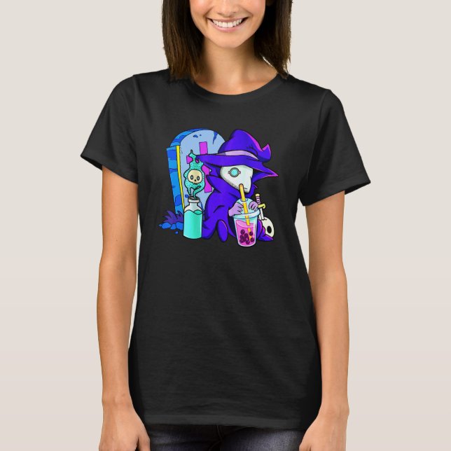 Camiseta Pastel Goth Cute Creepy Plague Doctor Boba Bubble  (Anverso)