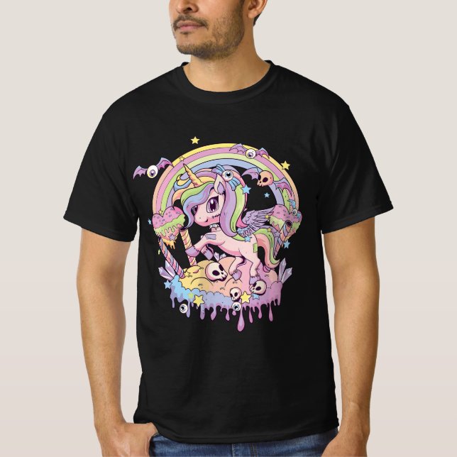 Camiseta Pastel Goth Cute Creepy Unicorn Gothic Kawaii Menh (Anverso)