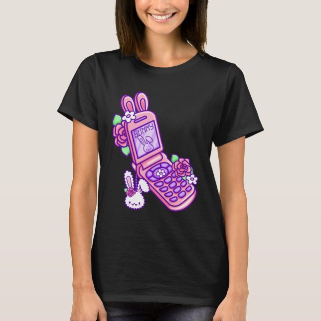 Camiseta Pastel Goth Flip Phone Vampire Bunny Y2K Aesthetic (Anverso)