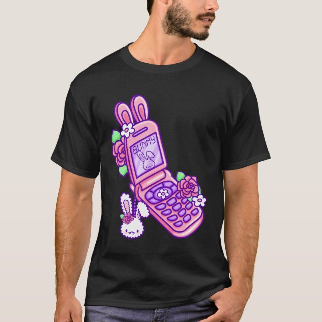 Camiseta Pastel Goth Flip Phone Vampire Bunny Y2K Aesthetic (Anverso)
