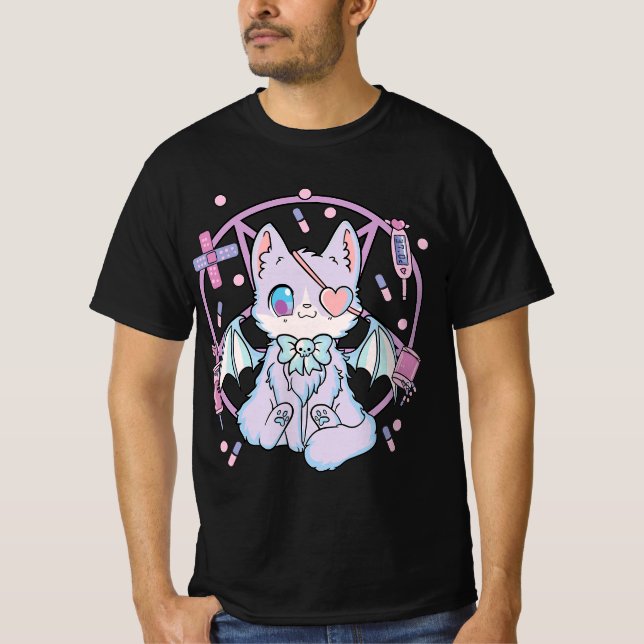 Camiseta Pastel Goth Kawaii Yami Cat  (Anverso)