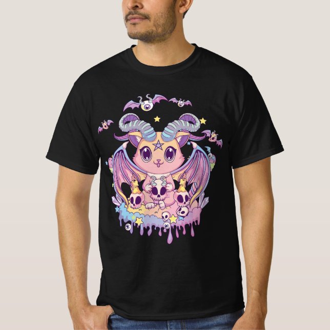 Camiseta Pastel Goth Krampus Cat Cute Creepy Devil Cat and  (Anverso)