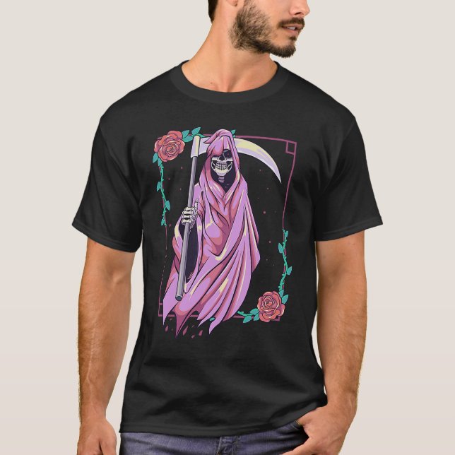 Camiseta Pastel Goth Occult Spooky Grim Reaper Ghost Tarot (Anverso)