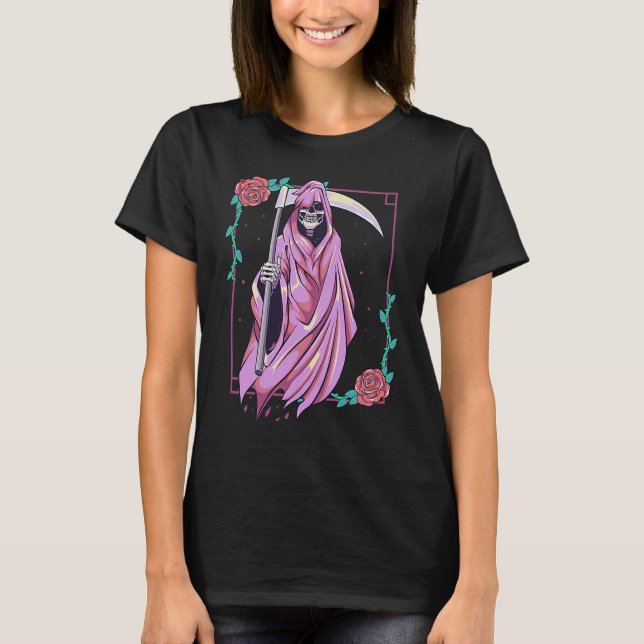 Camiseta Pastel Goth Occult Spooky Grim Reaper Ghost Tarot (Anverso)