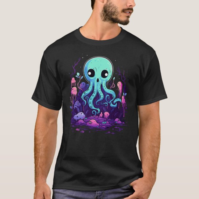 Camiseta Pastel Goth Octopus Kawaii Cute Creepy Halloween A (Anverso)