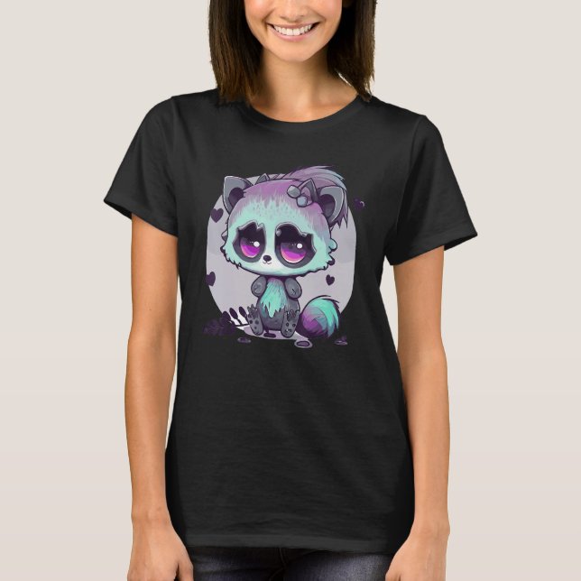 Camiseta Pastel Goth Raccoon Creepy Cute Menhera Gothic (Anverso)