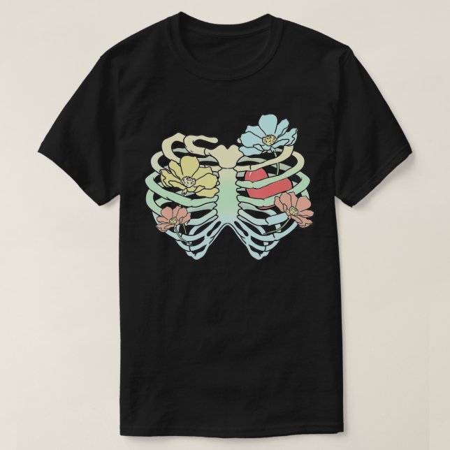 Camiseta Pastel Goth Ribcage Halloween  (Diseño del anverso)
