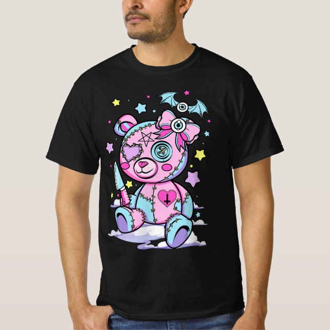 Camiseta Pastel Goth Scary Cute Teddy Bear Wicca Witch Kawa (Anverso)