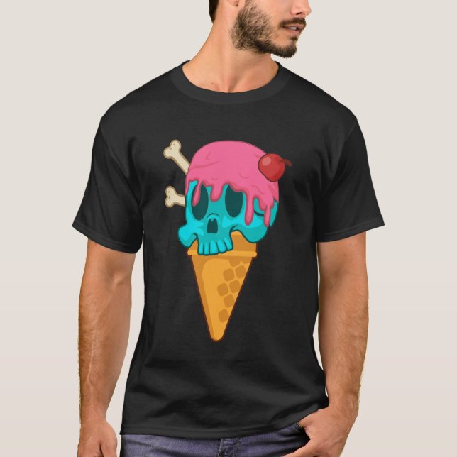Camiseta Pastel Goth Skull Ice Cream Dessert Food Ice Cream (Anverso)