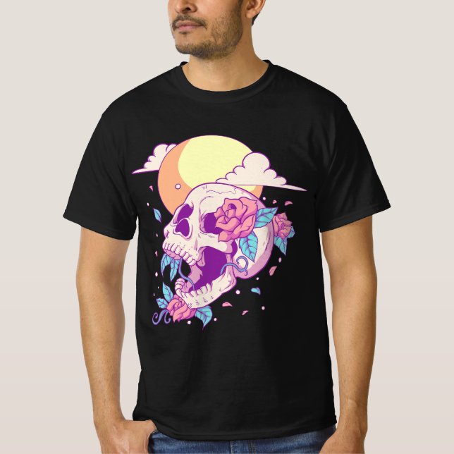 Camiseta Pastel Goth Sugar Skull And Moon Kawaii  (Anverso)