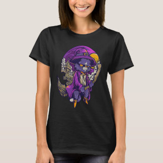 Camiseta Pastel Goth Wicca Cat Cute Creepy Flying Witchy Ca