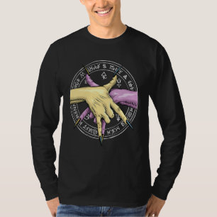 Camiseta Pastel Góthico Pentagrama Apretón de Manos Bruja S