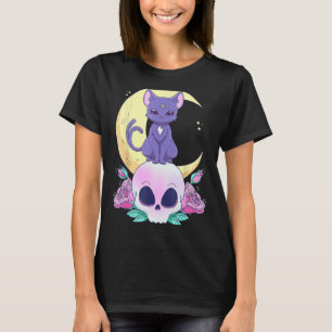 Camiseta Pastel Gótico Brujería Gato Cute Casuoso Gato De W