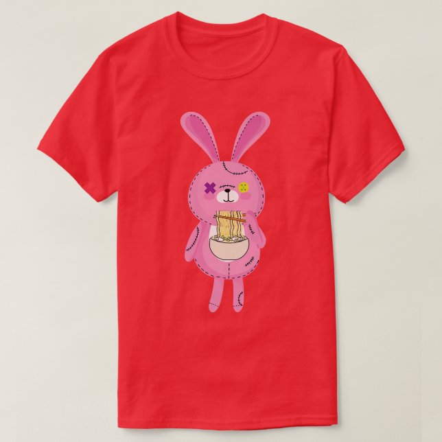 Camiseta Pastel Gótico Bunny Y Ramen Kawaii  (Diseño del anverso)