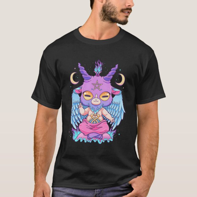 Camiseta Pastel Gótico Creepe Baphomet Goat Kawaii Hera Wic (Anverso)