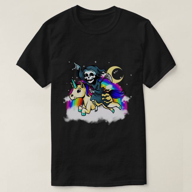 Camiseta Pastel Gótico Estética Grim Reaper Unicorn Ride Sa (Diseño del anverso)
