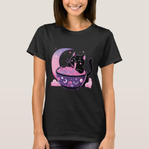 Camiseta Pastel Gótico Estética Kawaii Gato Comer Ramen Noo