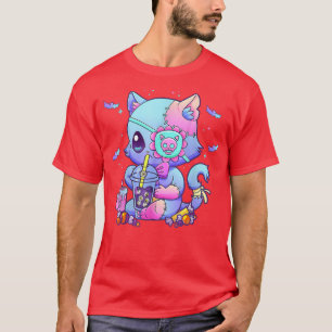 Camiseta Pastel Gótico Estética Kawaii Gato espeluznante Bo