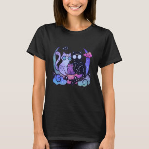 Camiseta Pastel Gótico Gato Estético Tee Creepy Alien Moon 