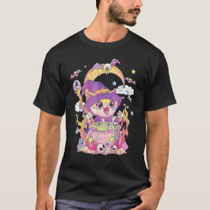 Camiseta Pastel Gótico Gato Wiccan Cute Tiervo Brujería Sal