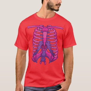 Camiseta Pastel Gótico Kawaii Bat Ribcage Skeleton Hombres